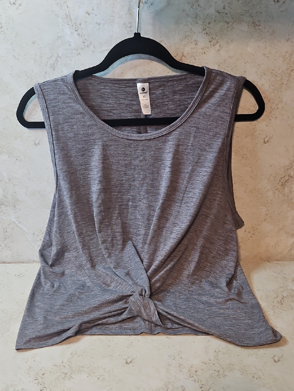 90 Degree By Reflex Gray Purple  Twist Front Tank Top